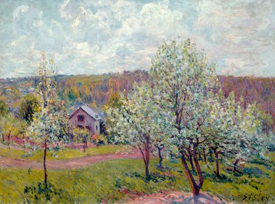 Lente in de omgeving van Parijs, appelbloesem, 1879 door Alfred Sisley